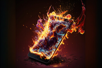Burning mobile phone