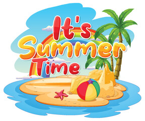 Hello summer time logo template