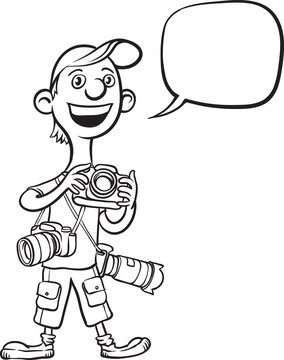whiteboard drawing funny cartoon photographer - PNG image with transparent background