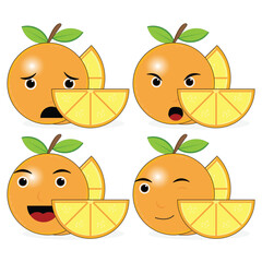 orange emoticon and illustration on white background