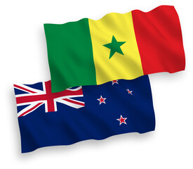 Flags of Republic of Senegal and New Zealand on a white background
