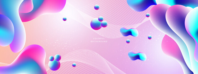 Trendy summer fluid gradient background, colorful abstract liquid 3d shapes. Futuristic design wallpaper for banner, poster, cover, flyer, presentation, advertising, landing page