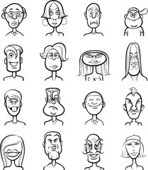 whiteboard drawing humor cartoon faces vector collection - PNG image with transparent background