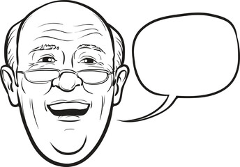 whiteboard drawing laughing senior man - PNG image with transparent background