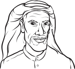 whiteboard drawing portrait of a smiling arab - PNG image with transparent background