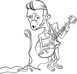 whiteboard drawing rock and roll guitarist singing in microphone - PNG image with transparent background