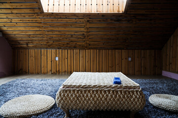 Fototapeta na wymiar Wooden attic with Zen feel