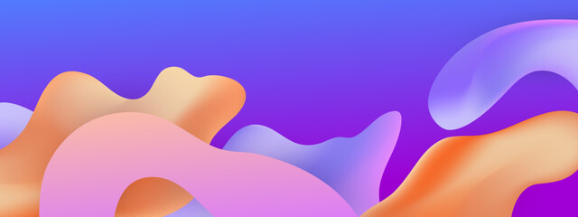 Vector abstract background - liquid bubble shapes on fluid gradient with shadows and light effects. Shiny design template for text