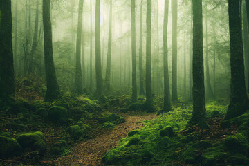 Obraz premium Wallpaper of a beautiful forest landscape. Generative ai