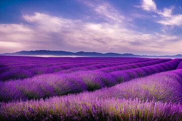 Wallpaper of a beautiful lavender field landscape. Generative ai