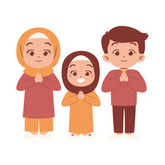 Obraz na płótnie Canvas Family greeting for ramadan