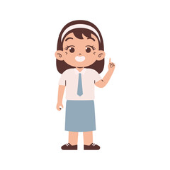 Indonesian high school student with Pointing finger. Education concept illustration