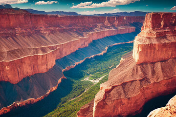 Wallpaper of massive canyon cliff landscape. Generative ai - obrazy, fototapety, plakaty
