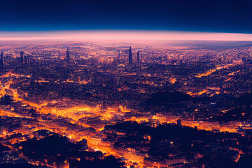 Fototapeta premium Wallpaper of city skyline landscape. Generative ai