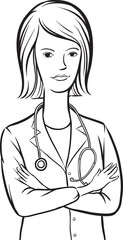 whiteboard drawing woman doctor arms crossed - PNG image with transparent background