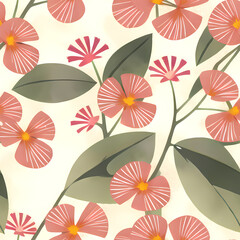 Fototapeta na wymiar Seamless Floral Pattern Design. Flower Repeat Pattern for textile design, wallpaper, fabric, surface pattern designs