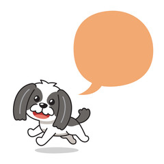 Cartoon character shih tzu dog with speech bubble for design.