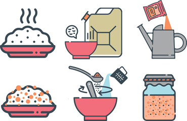 Organic Compost from Rice Waste Illustration Set