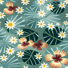 Seamless Floral Pattern Design. Flower Repeat Pattern for textile design, wallpaper, fabric, surface pattern designs