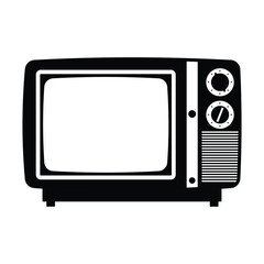 Retro TV Silhouette. Black and White Icon Design Element on Isolated White Background