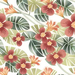 Selbstklebende Fototapeten Seamless Floral Pattern Design. Flower Repeat Pattern for textile design, wallpaper, fabric, surface pattern designs © GridsAndTiles