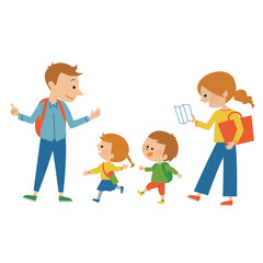 旅行に行く家族のイラスト素材