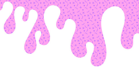 Pink ice cream with sprinkles melted on white background. Sweet backdrop. Vector illustration