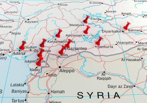 Turkey Earthquake Map, City With A Red Pin