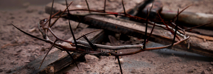 Jesus Christ  Hammer And Bloody Nails And Crown Of Thorns