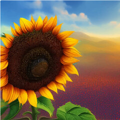 Obraz premium closeup view of sunflower in field