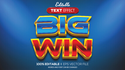 3D editable text effect big win theme