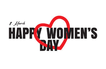 March 8, Happy Women's Day design with heart.
