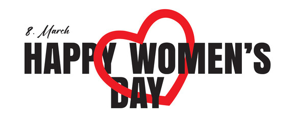 March 8, Happy Women's Day design with heart.