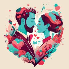 Valentine's day couple in love vector illustration