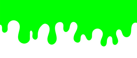 Dripping green slime on white background. Radioactive flowing liquid. Vector illustration