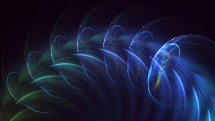 3D rendering abstract blue fractal light background