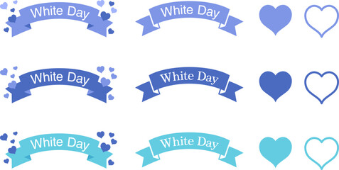 ホワイトデーのリボンとハート　装飾素材