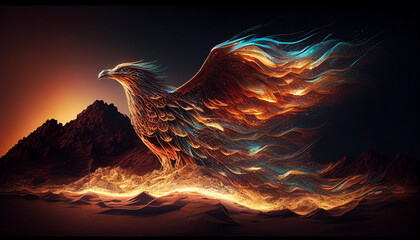 A phoenix in the desert - obrazy, fototapety, plakaty