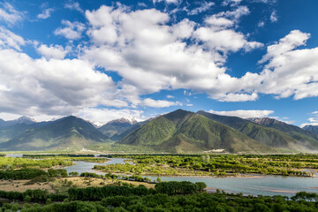 Fototapeta premium Niyang River landscape in Nyingchi city Tibet Autonomous Region, China.