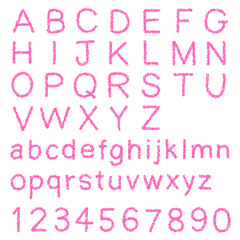 クレヨン素材　手描きのアルファベットと数字のセット