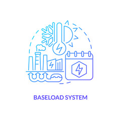 Baseload system blue gradient concept icon. Works any season. Temperature. Geothermal energy advantage abstract idea thin line illustration. Isolated outline drawing. Myriad Pro-Bold font used
