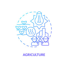 Agriculture blue gradient concept icon. Warming system for plants. Usage of geothermal energy abstract idea thin line illustration. Isolated outline drawing. Myriad Pro-Bold font used