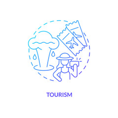 Tourism blue gradient concept icon. Geyser. Tourist attraction. Usage of geothermal energy abstract idea thin line illustration. Isolated outline drawing. Myriad Pro-Bold font used