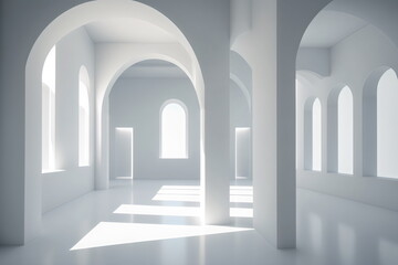modern empty interior with white archways created with generative ai