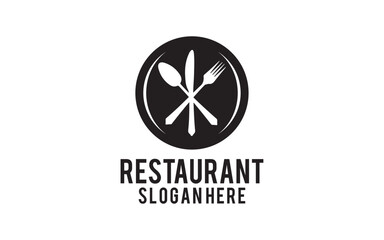 Restaurant badge, poster with fork and knife logo template