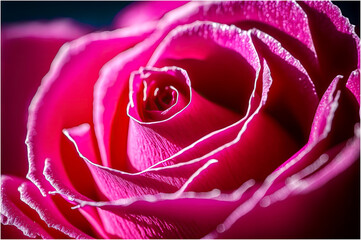 Magenta Colored Macro Rose Flower Close Up As Floral Backdrop Background with Vivid Flower with Many Petals - Post-processed Generative AI