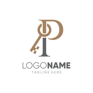 Initial Letter P Key Logo Design Vector Icon Graphic Emblem Illustration