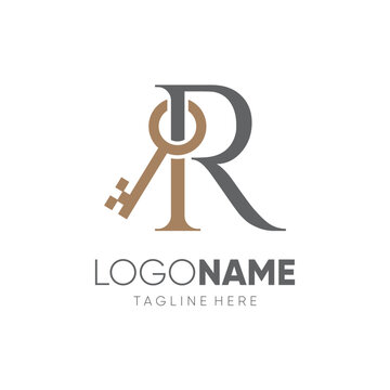 Initial Letter R Key Logo Design Vector Icon Graphic Emblem Illustration