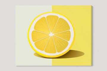 Minimalist 2D illustration of a soft and squishy yellow lemon slice | soft pop | generative AI