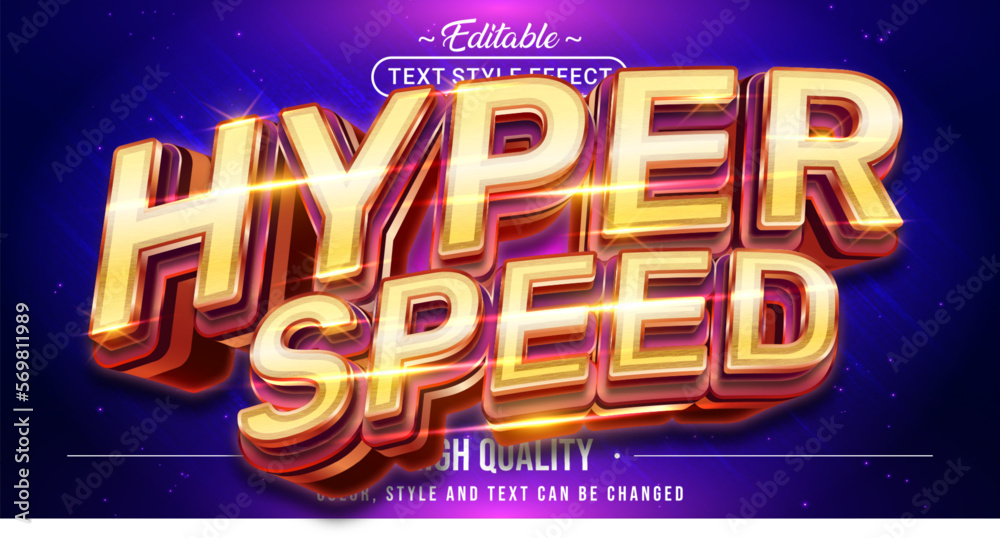 Poster Editable text style effect - Hyper Speed text style theme.